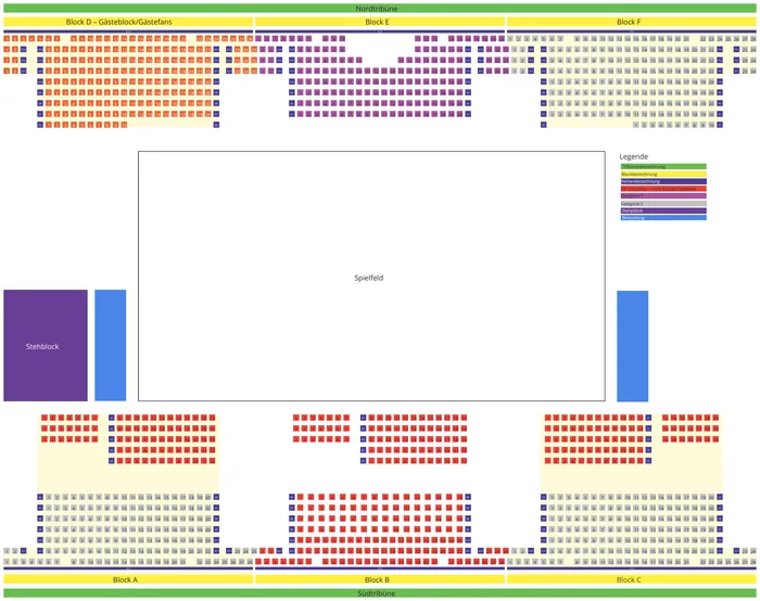 Offizieller Saalplan der Riethsporthalle mit allen Blöcken, Reihen und Kategorien