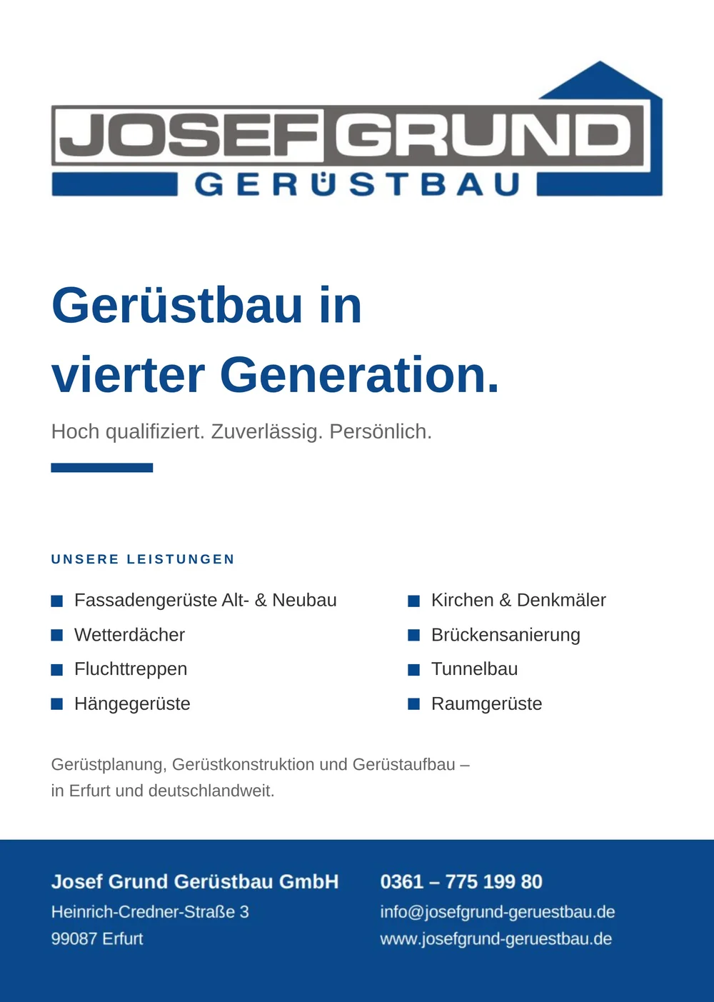 Anzeige Josef Grund Gerüstbau