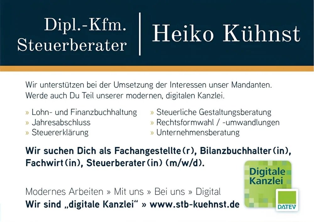 Anzeige Steuerberater Heiko Kühnst